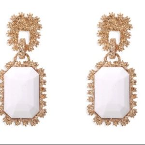 Zara white gold tone doorbell dangle earring